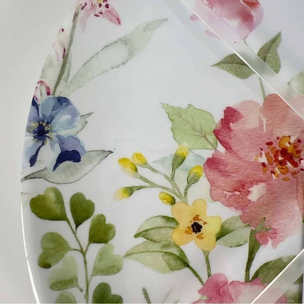 Rachel Ashwell The Farmhouse Melamine Dinner Plates Floral Spring Set of 4 NEW